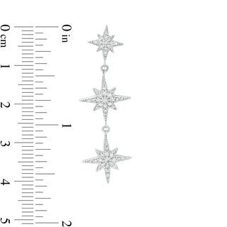Cubic Zirconia Triple North Star Drop Earrings in Sterling Silver