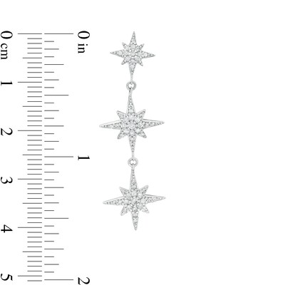 Cubic Zirconia Triple North Star Drop Earrings in Sterling Silver