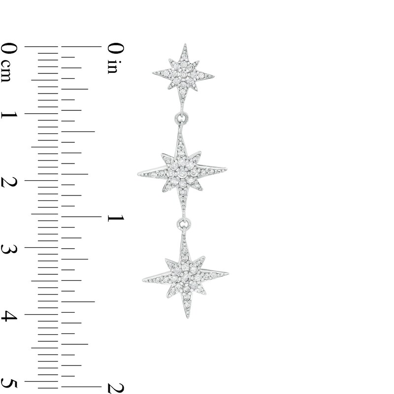 Main Image 2 of Cubic Zirconia Triple North Star Drop Earrings in Sterling Silver