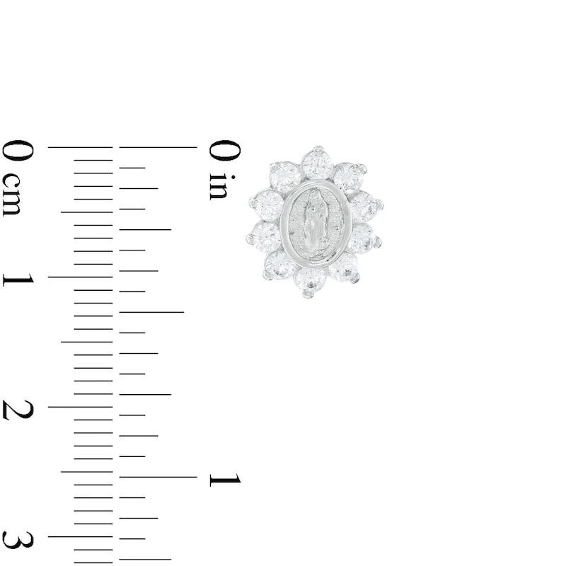 Main Image 2 of Cubic Zirconia Our Lady of Guadalupe Oval Starburst Frame Stud Earrings in Sterling Silver