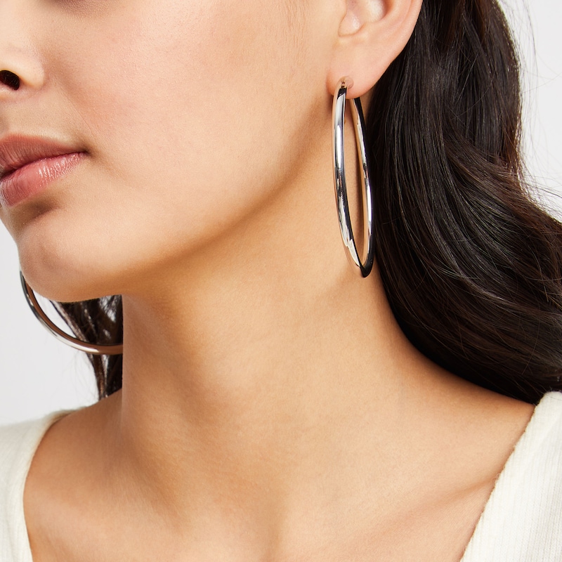 Main Image 2 of Sterling Silver Tube Hoops