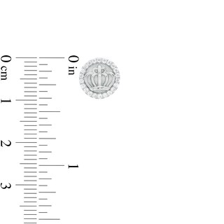 Cubic Zirconia Frame Crown Stud Earrings in Sterling Silver