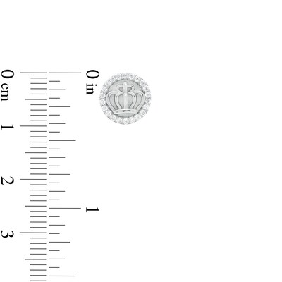 Cubic Zirconia Frame Crown Stud Earrings in Sterling Silver