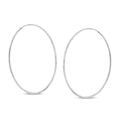 70mm Diamond-Cut Tube Hoop Earrings in Sterling Silver
