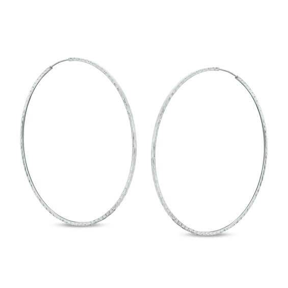 70mm Diamond-Cut Tube Hoop Earrings in Sterling Silver