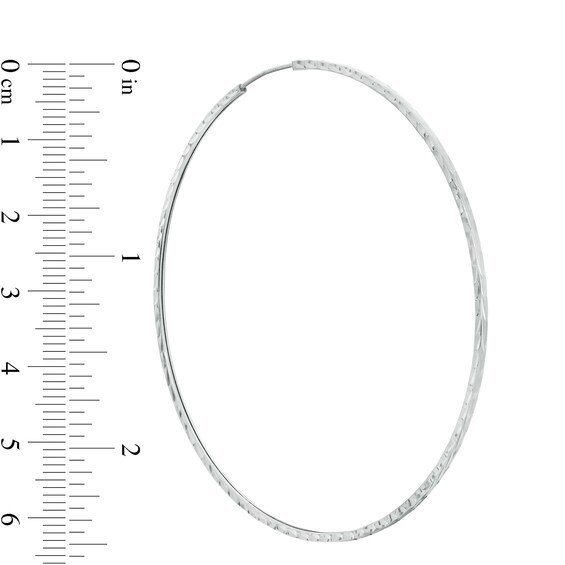 70mm Diamond-Cut Tube Hoop Earrings in Sterling Silver