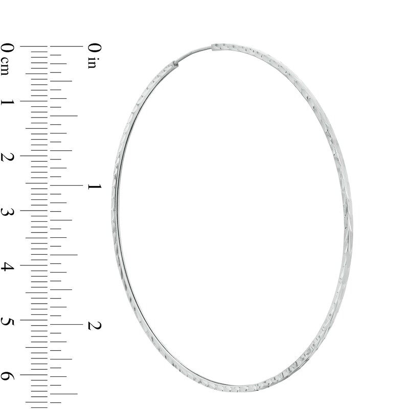 70mm Diamond-Cut Tube Hoop Earrings in Sterling Silver