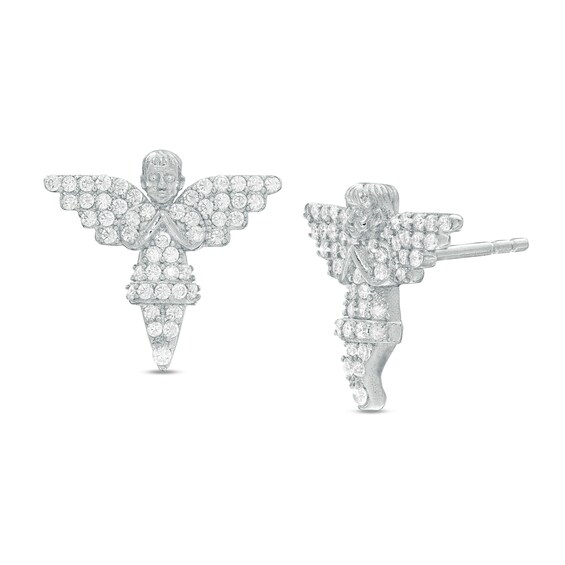 Cubic Zirconia Angle Stud Earrings in Sterling Silver