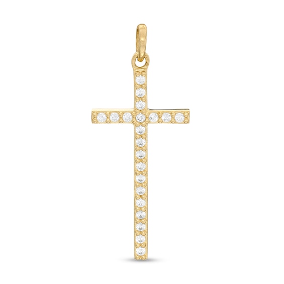 Cubic Zirconia Cross Necklace Charm in 10K Solid Gold