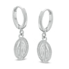 Thumbnail Image 0 of Our Lady of Guadalupe Oval Medallion Drop Earrings in Sterling Silver