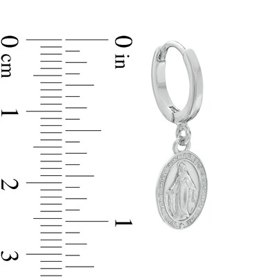 Our Lady of Guadalupe Oval Medallion Drop Earrings in Sterling Silver