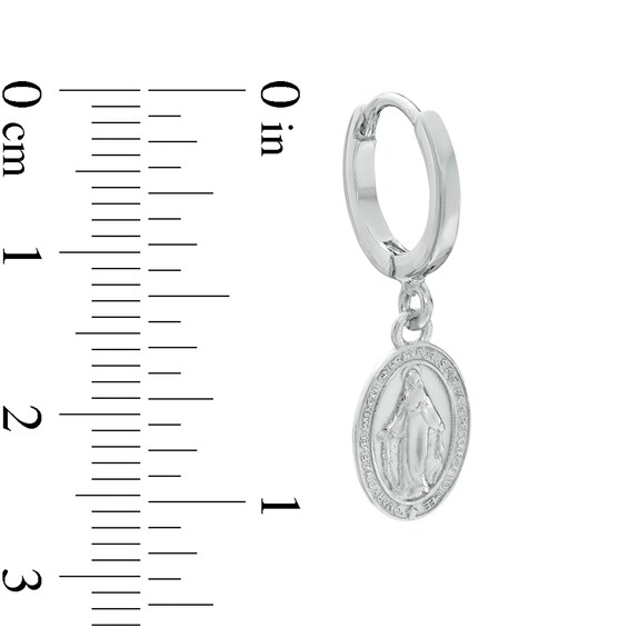 Our Lady of Guadalupe Oval Medallion Drop Earrings in Sterling Silver