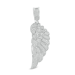 Cubic Zirconia Angel Wing Necklace Charm in Solid Sterling Silver