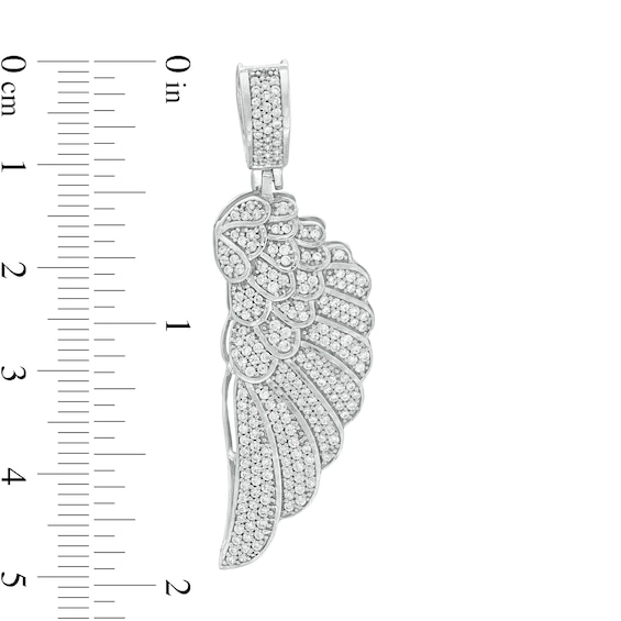 Cubic Zirconia Angel Wing Necklace Charm in Solid Sterling Silver