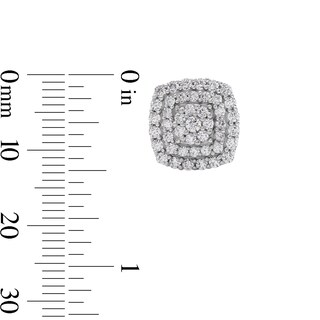 Cubic Zirconia Composite Cushion Frame Stud Earrings in Solid Sterling Silver