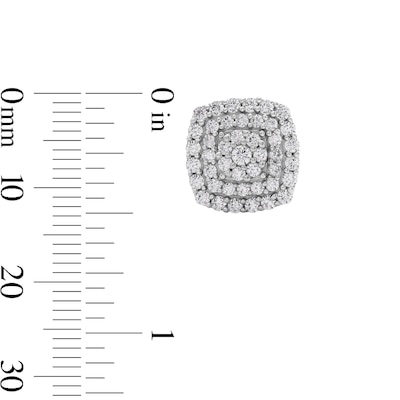 Cubic Zirconia Composite Cushion Frame Stud Earrings in Solid Sterling Silver