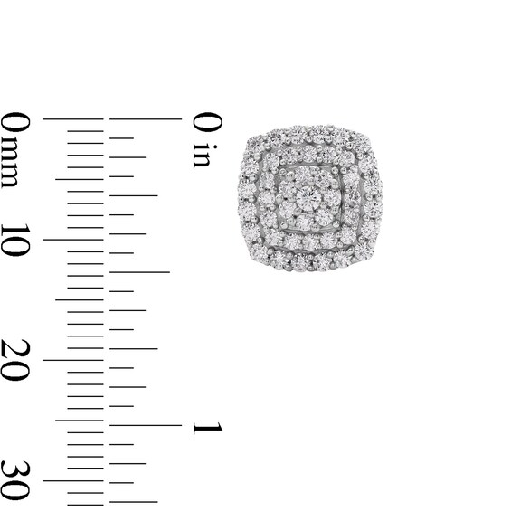 Cubic Zirconia Composite Cushion Frame Stud Earrings in Solid Sterling Silver