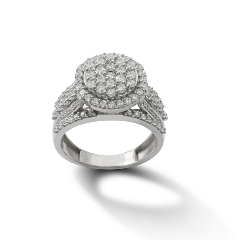 Composite Cubic Zirconia Multi-Row Engagement Ring in Sterling Silver