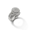 Thumbnail Image 1 of Composite Cubic Zirconia Multi-Row Engagement Ring in Sterling Silver