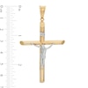 Thumbnail Image 2 of Large "INRI" Ribbon Wrapped Textured Crucifix Two-Tone Necklace Charm in 10K Gold