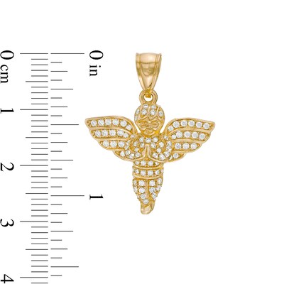 Cubic Zirconia Praying Cherub Necklace Charm in 10K Solid Gold