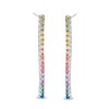 Thumbnail Image 1 of Multi-Color Cubic Zirconia Rainbow Stick Drop Earrings in Sterling Silver