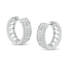 Thumbnail Image 1 of Cubic Zirconia Greek Key Huggie Hoop Earrings in Sterling Silver
