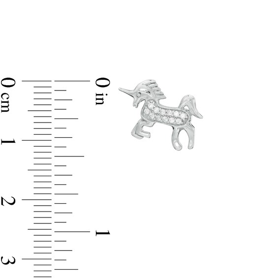 Cubic Zirconia Unicorn Stud Earrings in Sterling Silver
