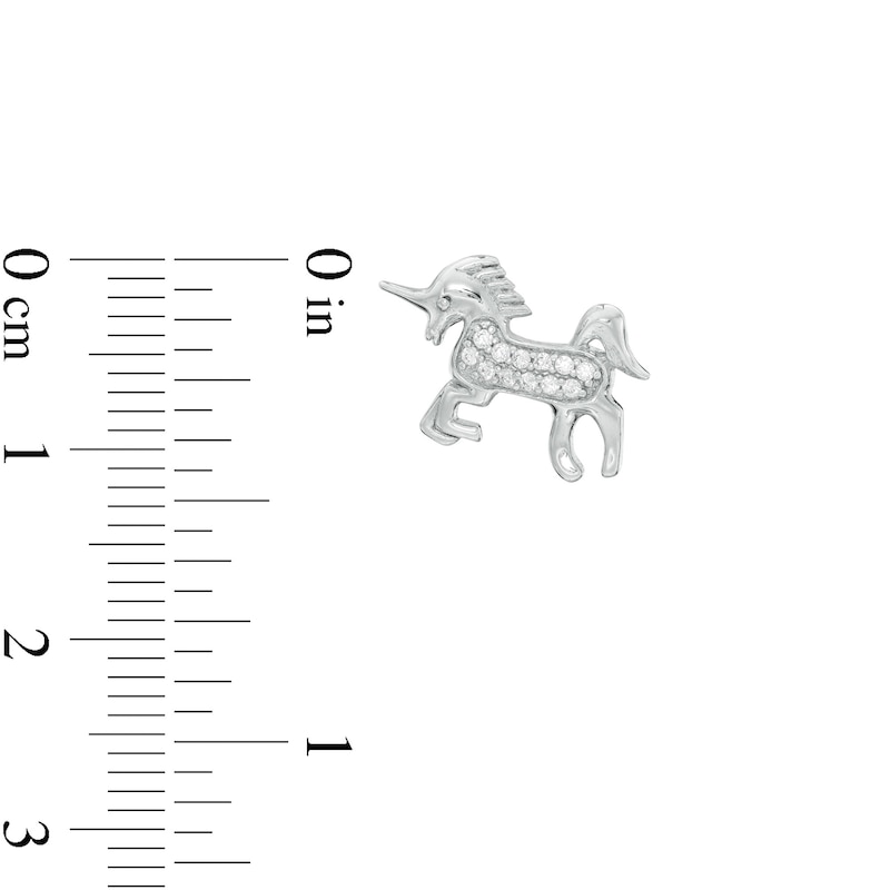 Cubic Zirconia Unicorn Stud Earrings in Sterling Silver