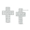 Thumbnail Image 1 of Cubic Zirconia Cluster Cross Stud Earrings in Sterling Silver