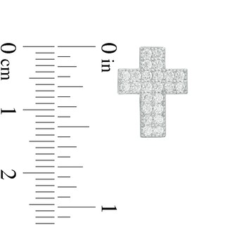 Cubic Zirconia Cluster Cross Stud Earrings in Sterling Silver