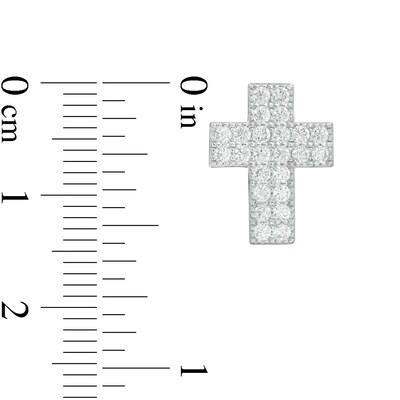 Cubic Zirconia Cluster Cross Stud Earrings in Sterling Silver