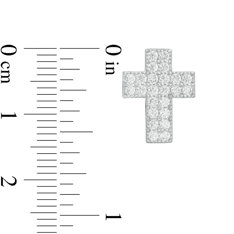 Main Image 2 of Cubic Zirconia Cluster Cross Stud Earrings in Sterling Silver