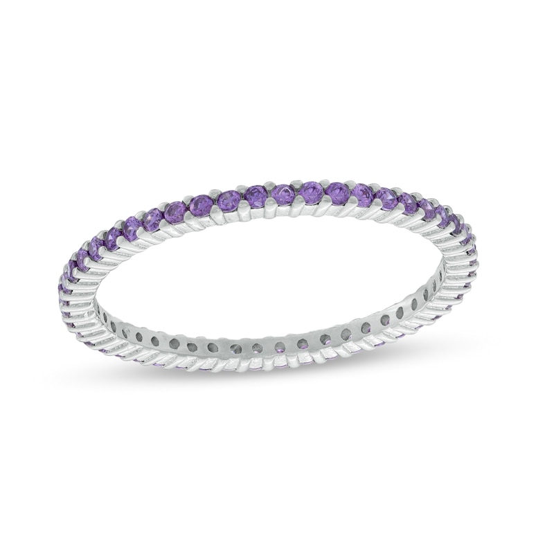 Purple Cubic Zirconia Eternity Band in Sterling Silver - Size 8