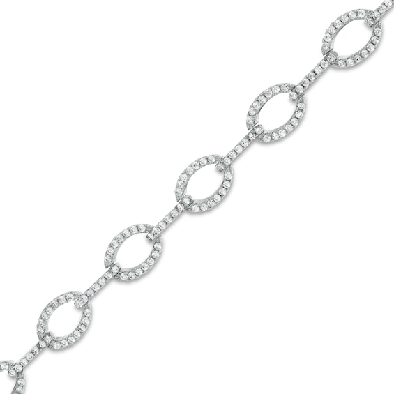 Cubic Zirconia Oval Link Bracelet in Sterling Silver - 7.25"