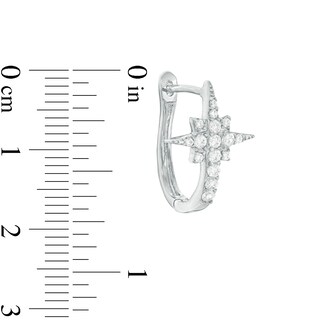 Cubic Zirconia North Star Huggie Hoop Earrings in Sterling Silver