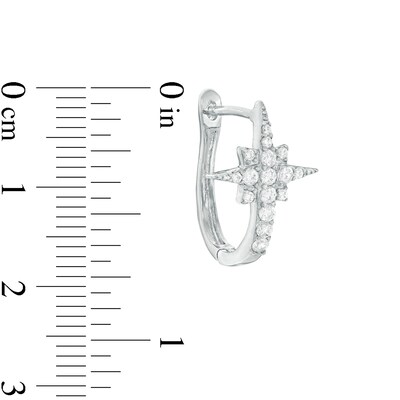Cubic Zirconia North Star Huggie Hoop Earrings in Sterling Silver