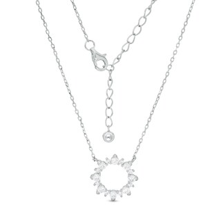 Cubic Zirconia Open Sunburst Necklace in Sterling Silver