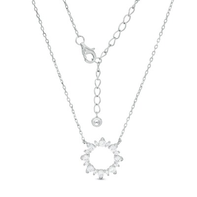 Cubic Zirconia Open Sunburst Necklace in Sterling Silver