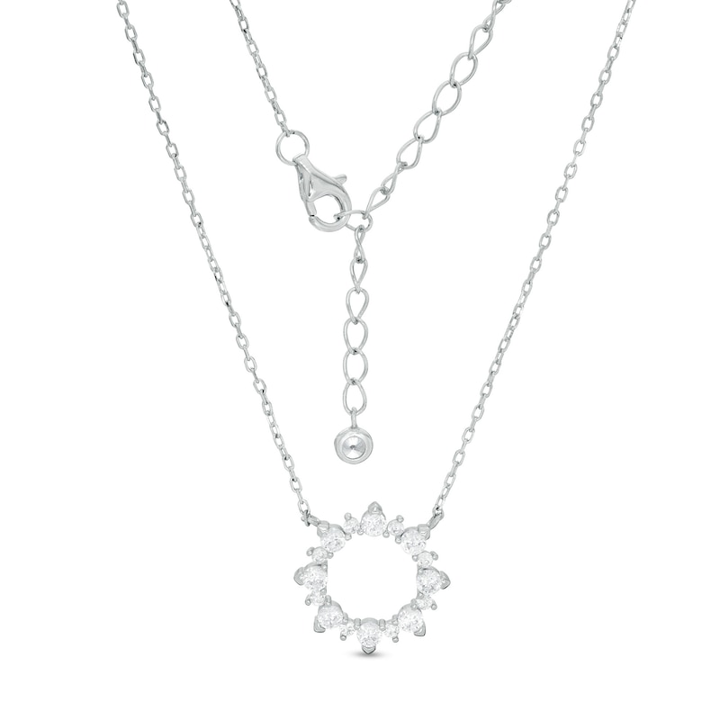 Cubic Zirconia Open Sunburst Necklace in Sterling Silver