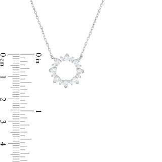 Cubic Zirconia Open Sunburst Necklace in Sterling Silver