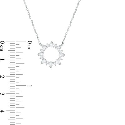 Cubic Zirconia Open Sunburst Necklace in Sterling Silver