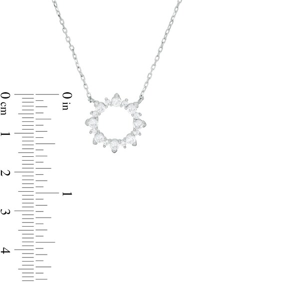 Cubic Zirconia Open Sunburst Necklace in Sterling Silver