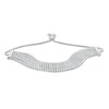 Thumbnail Image 1 of Cubic Zirconia Multi-Row Bolo Bracelet in Sterling Silver - 10.5"