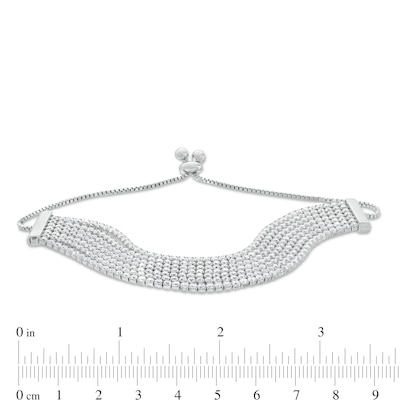 Cubic Zirconia Multi-Row Bolo Bracelet in Sterling Silver - 10.5"