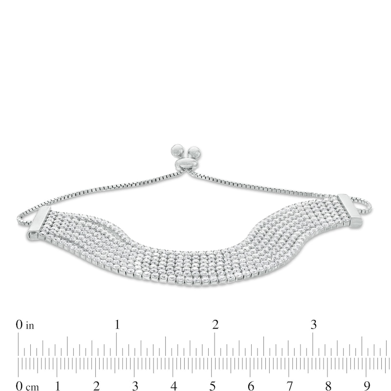 Main Image 2 of Cubic Zirconia Multi-Row Bolo Bracelet in Sterling Silver - 10.5"