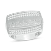 Thumbnail Image 0 of Cubic Zirconia Double Row Border Last Supper Ring in Sterling Silver - Size 10