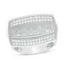 Thumbnail Image 1 of Cubic Zirconia Double Row Border Last Supper Ring in Sterling Silver - Size 10