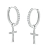 Thumbnail Image 1 of Cubic Zirconia Cross Dangle Drop Earrings in Sterling Silver