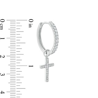 Cubic Zirconia Cross Dangle Drop Earrings in Sterling Silver